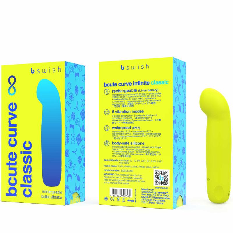 B SWISH - BCUTE CURVE INFINITE CLASSIC VIBRADOR RECARGABLE SILICONA AMARILLO - Optelum