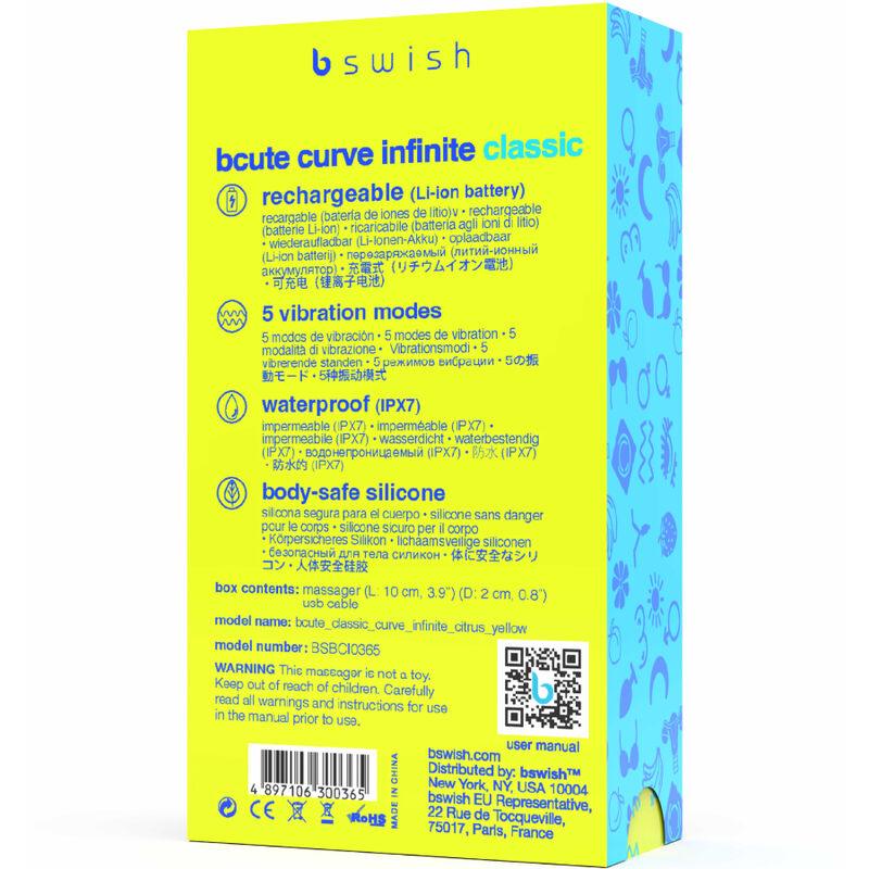 B SWISH - BCUTE CURVE INFINITE CLASSIC VIBRADOR RECARGABLE SILICONA AMARILLO - Optelum