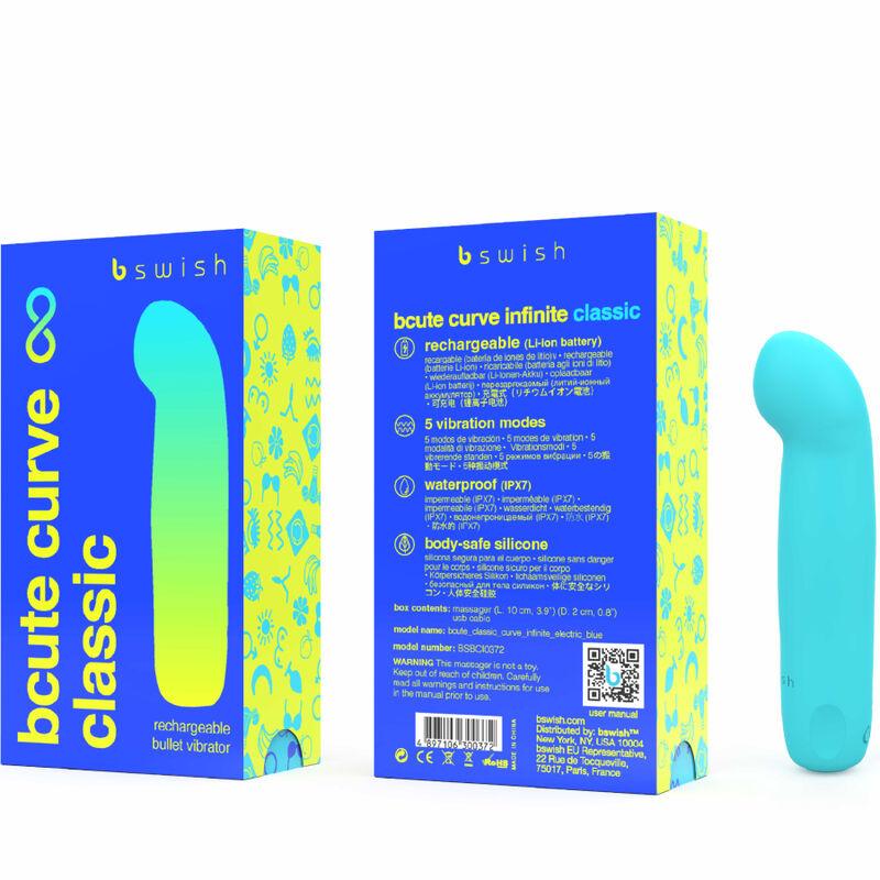 B SWISH - BCUTE CURVE INFINITE CLASSIC VIBRADOR RECARGABLE SILICONA AZUL - Optelum