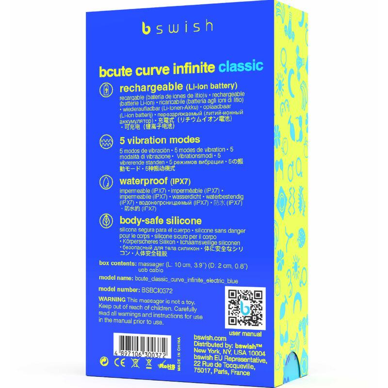 B SWISH - BCUTE CURVE INFINITE CLASSIC VIBRADOR RECARGABLE SILICONA AZUL - Optelum