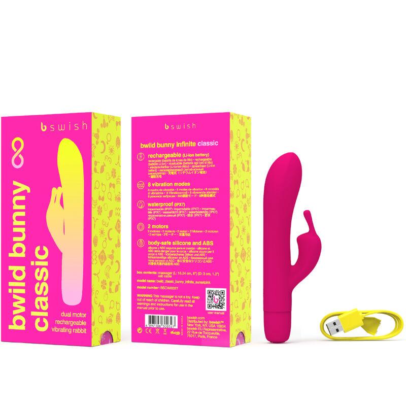 B SWISH - BWILD BUNNY INFINITE CLASSIC VIBRADOR RECARGABLE SILICONA ROSA - Optelum