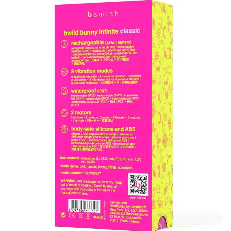 B SWISH - BWILD BUNNY INFINITE CLASSIC VIBRADOR RECARGABLE SILICONA ROSA - Optelum