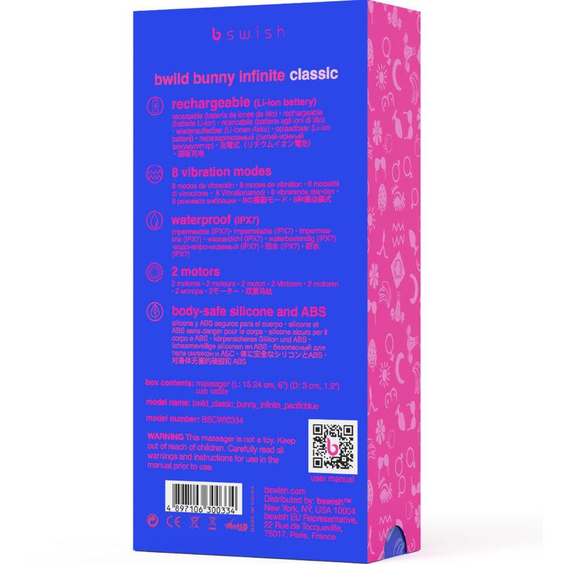 B SWISH - BWILD BUNNY INFINITE CLASSIC VIBRADOR RECARGABLE SILICONA AZUL - Optelum