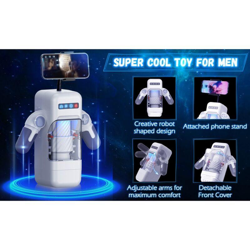 GAME CUP - MASTURBADOR MASCULINO CON VIBRACIÓN Y FUNCIÓN CALOR CON SOPORTE PARA MÓVILES - NEGRO - Optelum