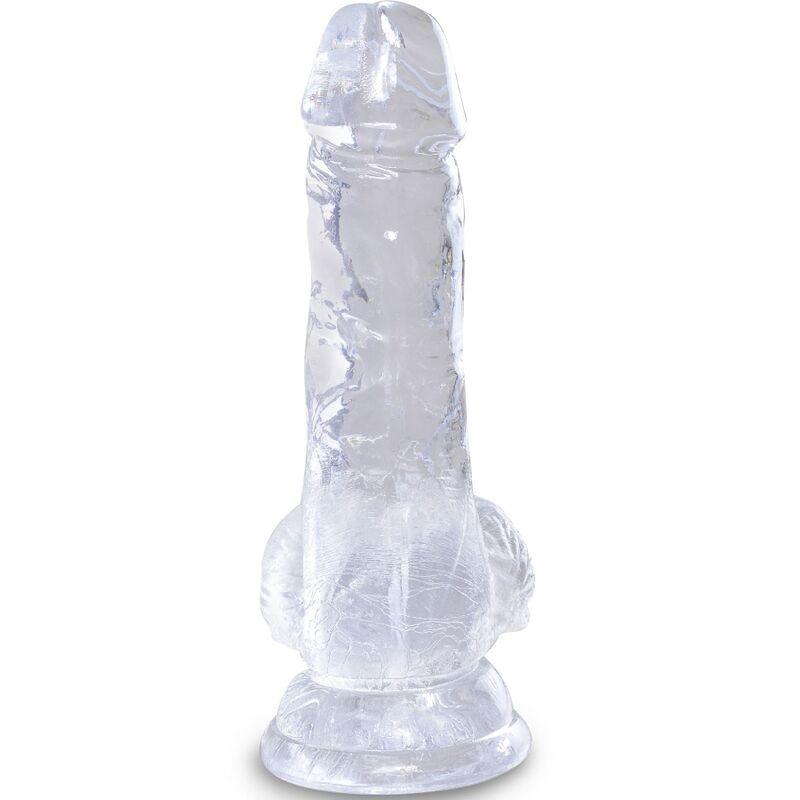 KING COCK - CLEAR PENE REALISTICO CON TESTICULOS 10.1 CM TRANSPARENTE - Optelum