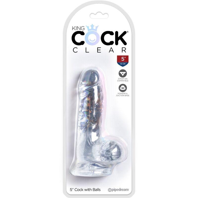 KING COCK - CLEAR PENE REALISTICO CON TESTICULOS 10.1 CM TRANSPARENTE - Optelum