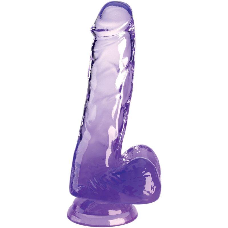 KING COCK - CLEAR PENE REALISTICO CON TESTICULOS 13.5 CM MORADO - Optelum