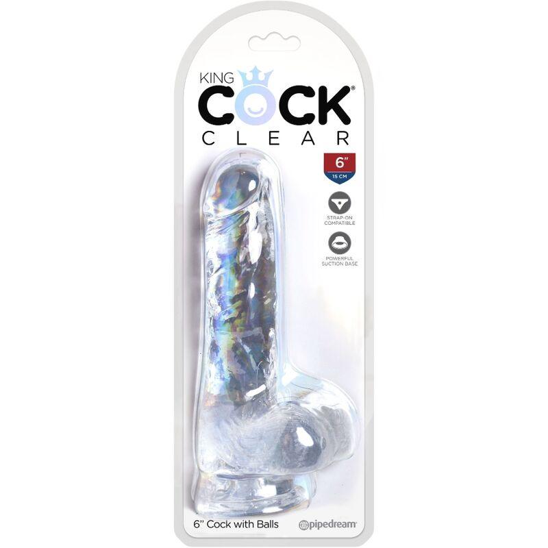 KING COCK - CLEAR PENE REALISTICO CON TESTICULOS 13.5 CM TRANSPARENTE - Optelum