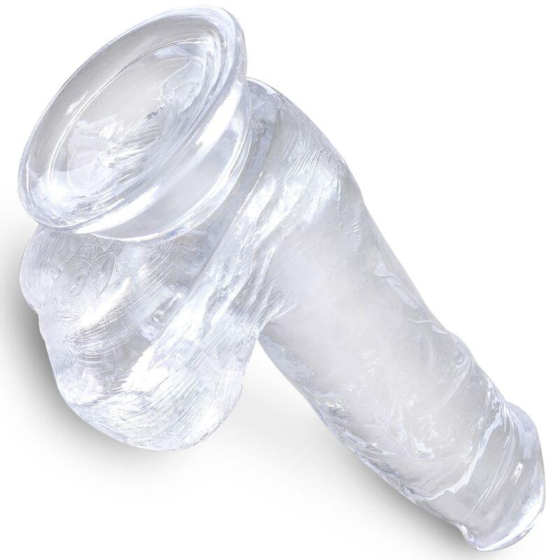 KING COCK - CLEAR PENE REALISTICO CON TESTICULOS 13.5 CM TRANSPARENTE - Optelum