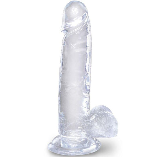 KING COCK - CLEAR PENE REALISTICO CON TESTICULOS 15.2 CM TRANSPARENTE - Optelum