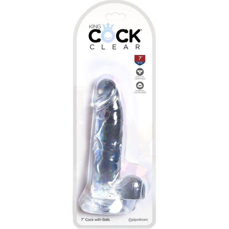 KING COCK - CLEAR PENE REALISTICO CON TESTICULOS 15.2 CM TRANSPARENTE - Optelum