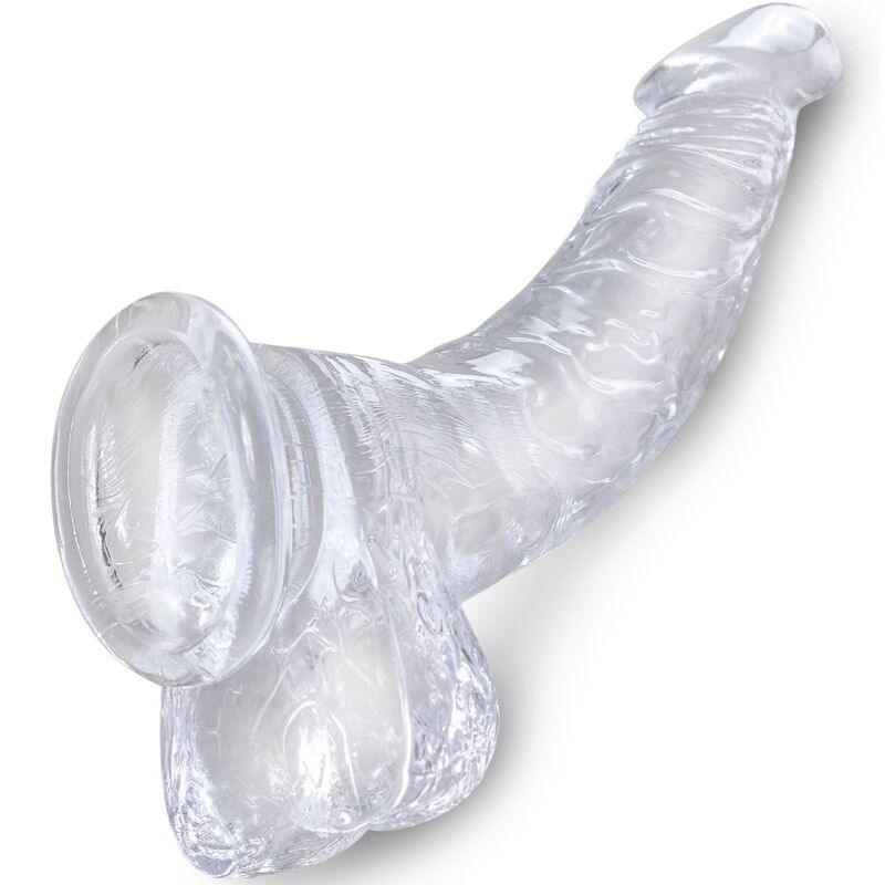KING COCK - CLEAR PENE REALISTICO CURVADO CON TESTICULOS 16.5 CM TRANSPARENTE - Optelum