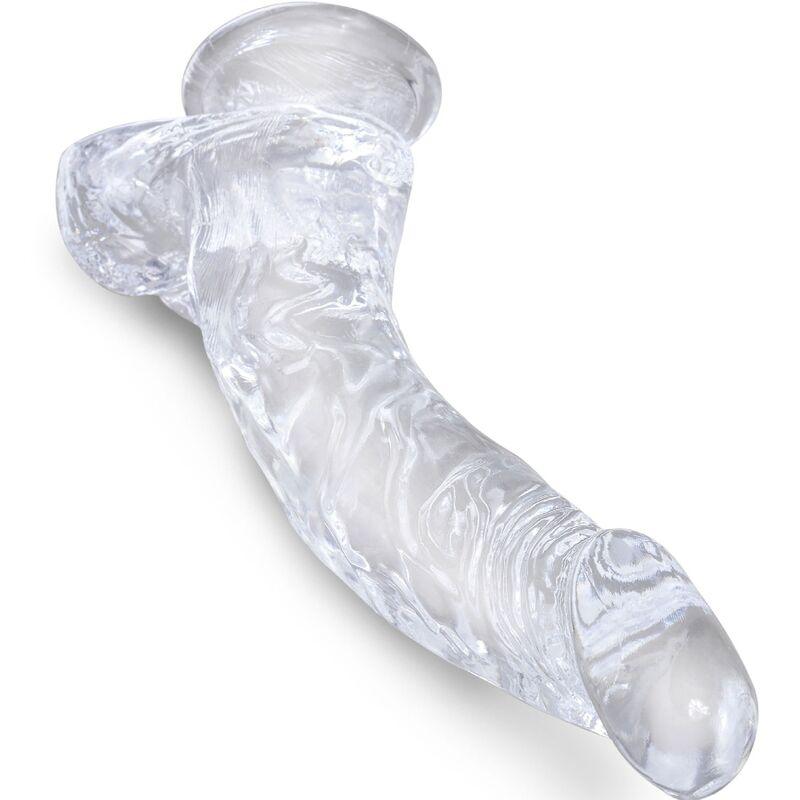 KING COCK - CLEAR PENE REALISTICO CURVADO CON TESTICULOS 16.5 CM TRANSPARENTE - Optelum