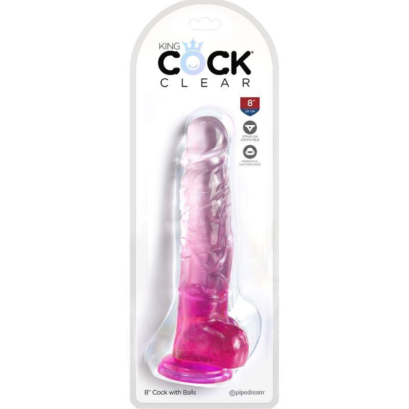 KING COCK - CLEAR PENE REALISTICO CON TESTICULOS 16.5 CM ROSA - Optelum