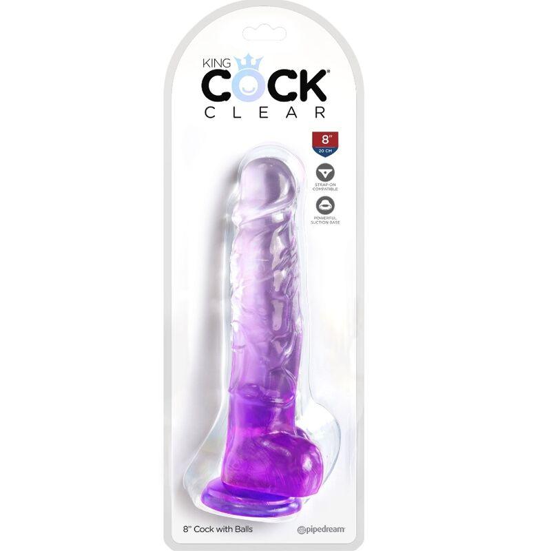 KING COCK - CLEAR PENE REALISTICO CON TESTICULOS 16.5 CM MORADO - Optelum