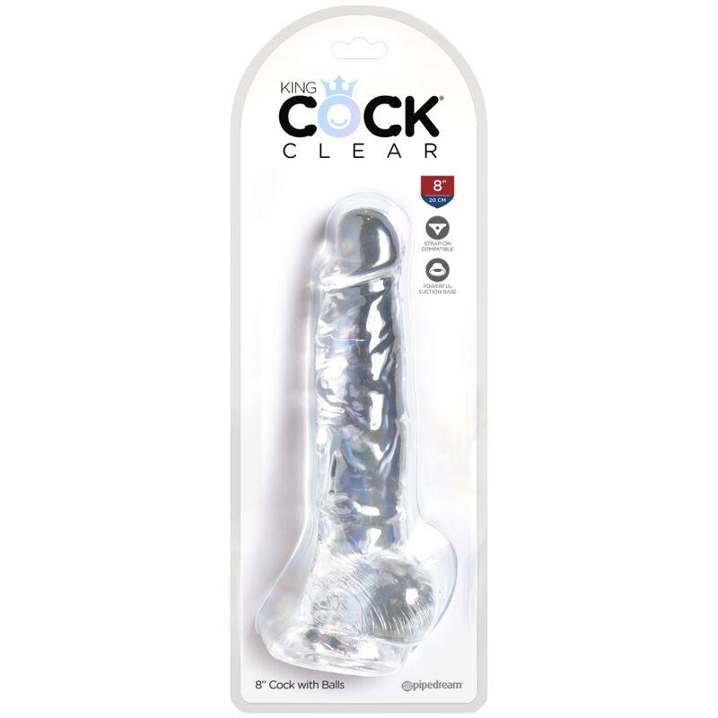 KING COCK - CLEAR PENE REALISTICO CON TESTICULOS 16.5 CM TRANSPARENTE - Optelum