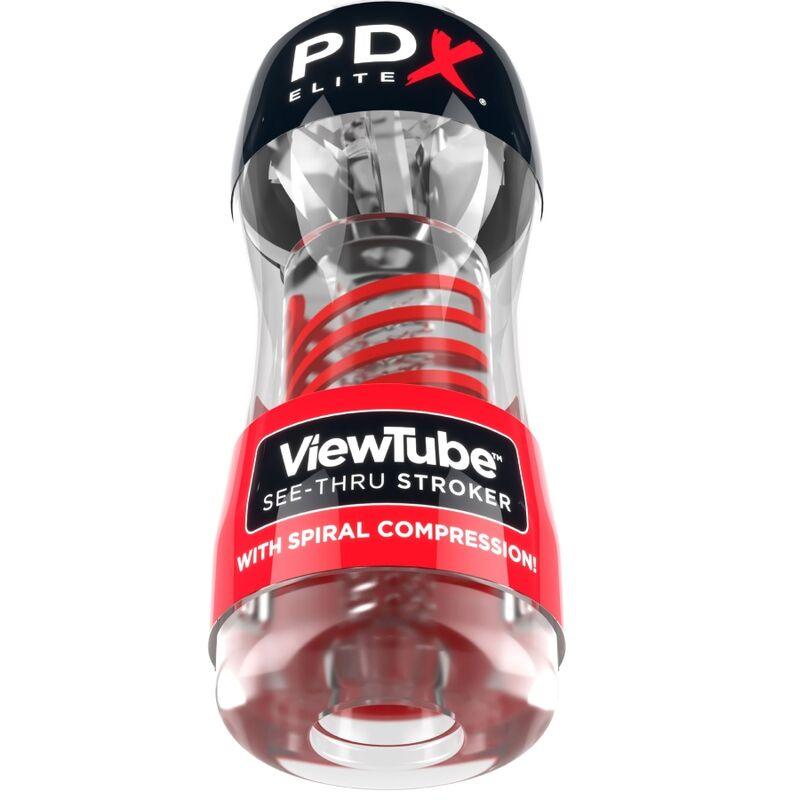 PDX ELITE - MASTURBADOR STROKER VIEWTUBE 2 COMPRESION ESPIRAL TRANSPARENTE - Optelum