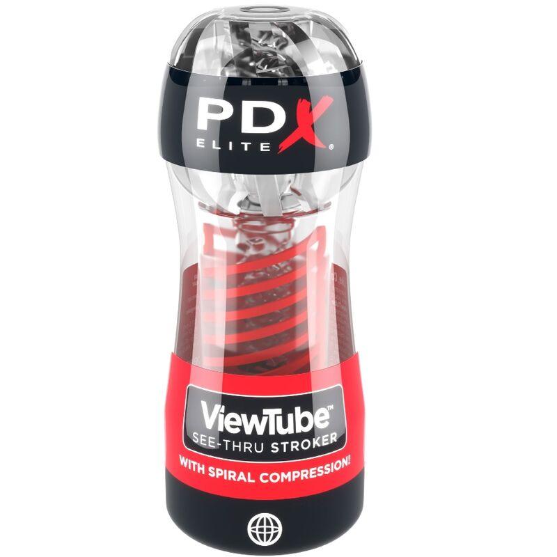 PDX ELITE - MASTURBADOR STROKER VIEWTUBE 2 COMPRESION ESPIRAL TRANSPARENTE - Optelum