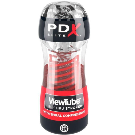 PDX ELITE - MASTURBADOR STROKER VIEWTUBE 2 COMPRESION ESPIRAL TRANSPARENTE - Optelum
