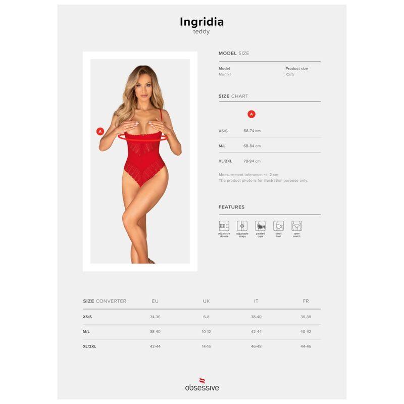 OBSESSIVE - INGRIDIA CROTCHLESS TEDDY ROJO M/L - Optelum