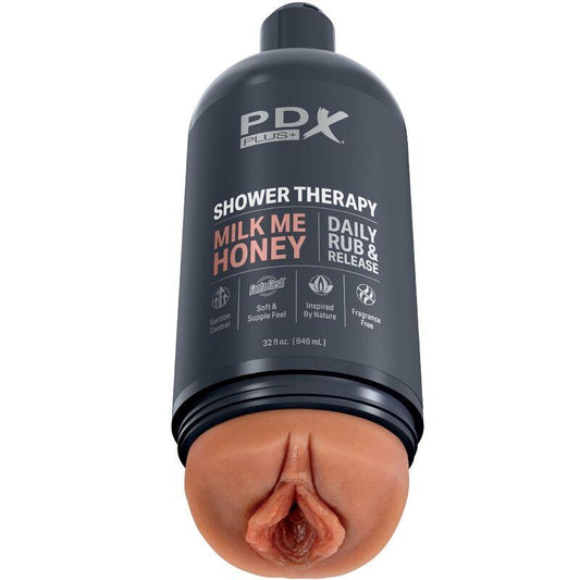 PDX PLUS - MASTURBADOR STROKER DISEÑO DISCRETO DE BOTE CHAMPU MILK ME HONEY CARAMELO - Optelum