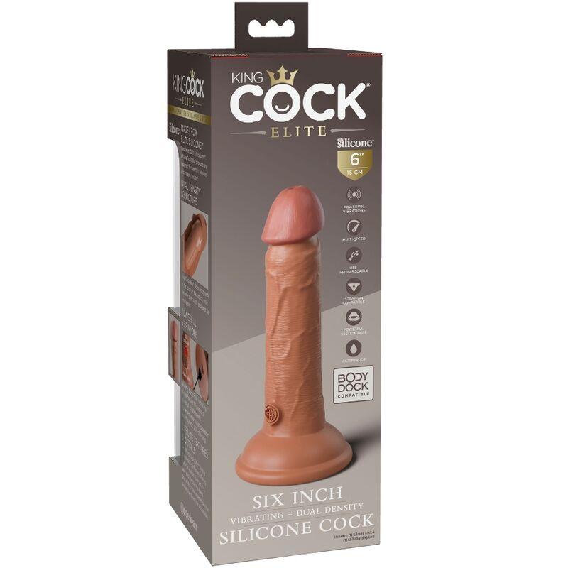 KING COCK - ELITE DILDO REALISTICO VIBRADOR & SILICONA 15.2 CM CARAMELO - Optelum