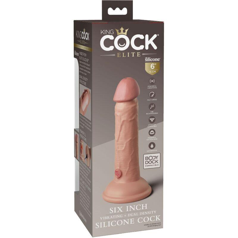 KING COCK - ELITE DILDO REALISTICO VIBRADOR & SILICONA 15.2 CM - Optelum