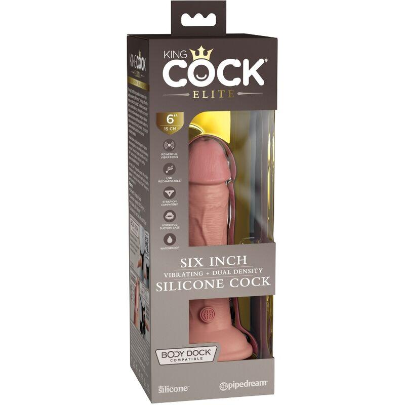 KING COCK - ELITE DILDO REALISTICO VIBRADOR & SILICONA 15.2 CM - Optelum