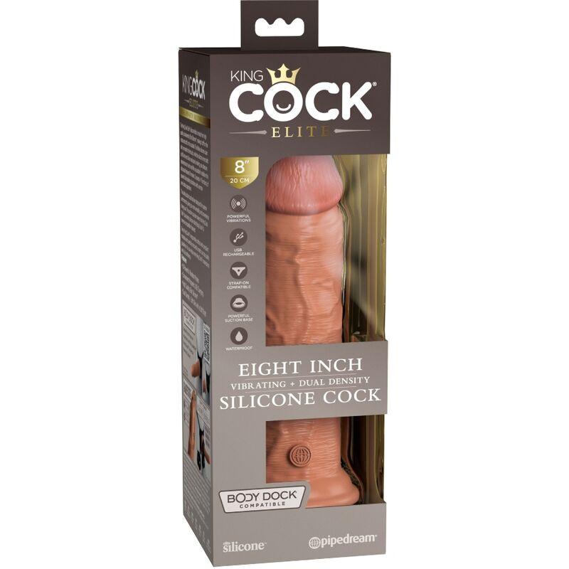 KING COCK - ELITE DILDO REALISTICO VIBRADOR & SILICONA 20.3 CM CARAMELO - Optelum