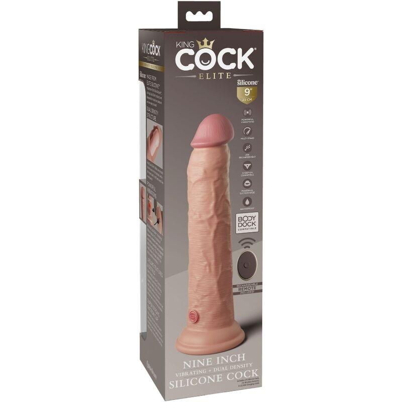 KING COCK - ELITE DILDO REALISTICO VIBRADOR & SILICONA CONTROL REMOTO 23 CM - Optelum