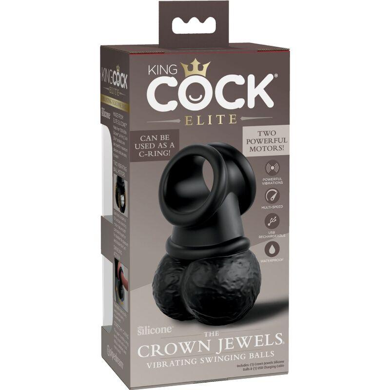 KING COCK - ELITE ANILLO CON TESTICULOS DE SILICONA VIBRADOR - Optelum