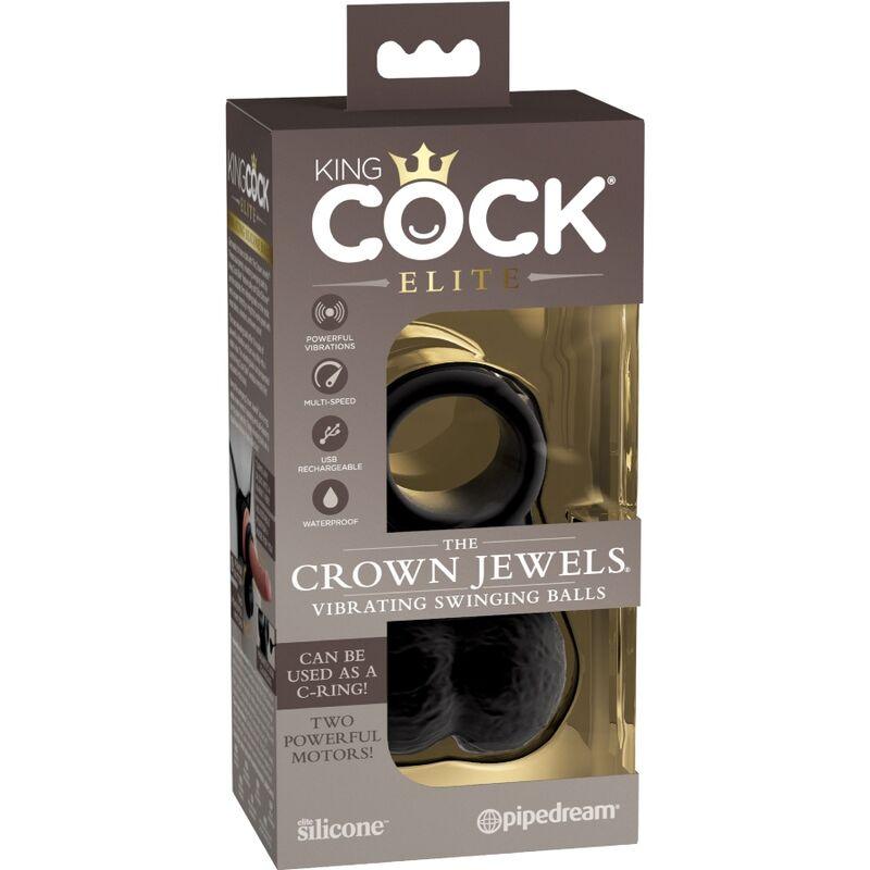 KING COCK - ELITE ANILLO CON TESTICULOS DE SILICONA VIBRADOR - Optelum