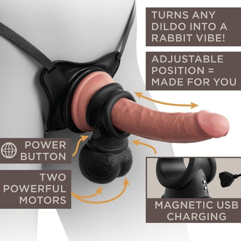 KING COCK - ELITE ANILLO CON TESTICULOS DE SILICONA VIBRADOR - Optelum