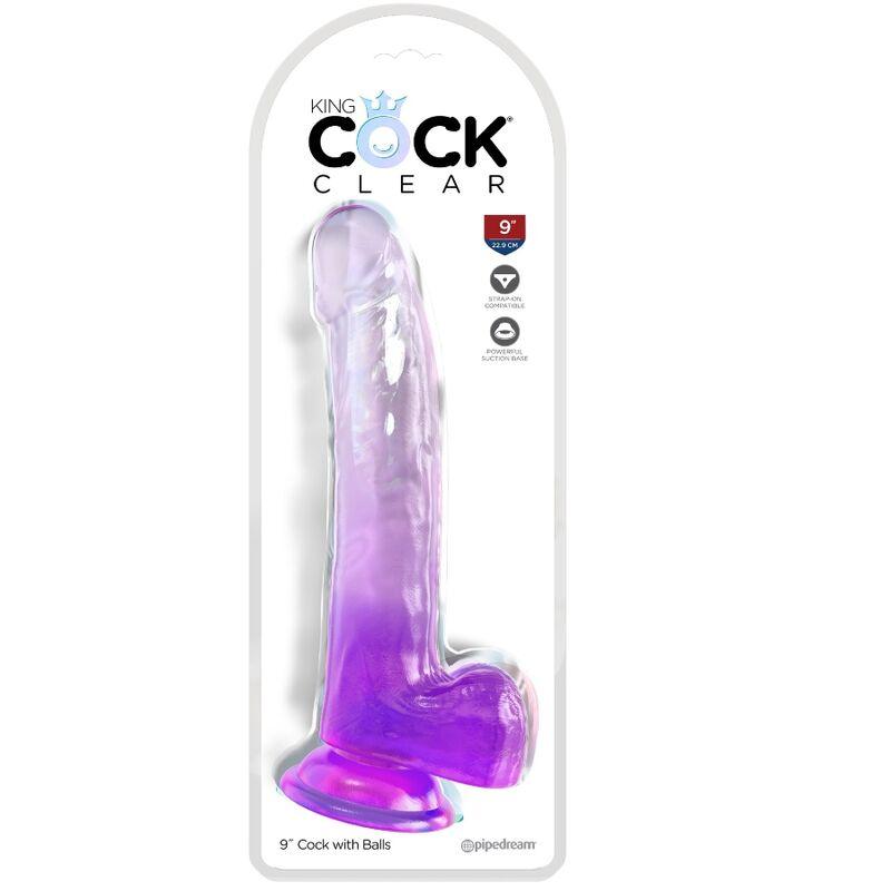 KING COCK - CLEAR DILDO CON TESTICULOS 20.3 CM MORADO - Optelum