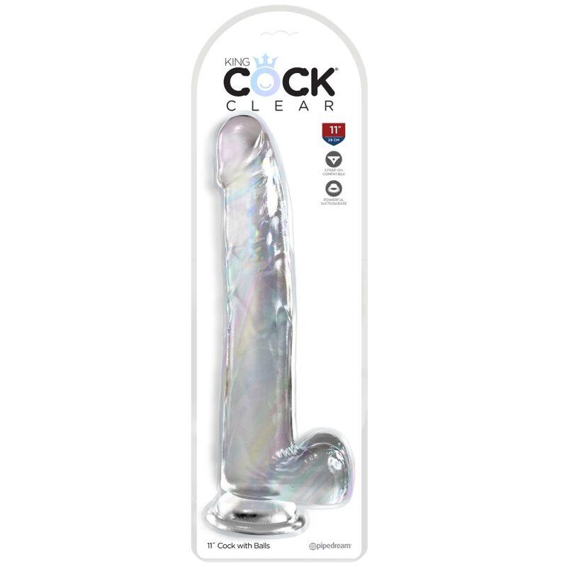 KING COCK - CLEAR DILDO CON TESTICULOS 24.8 CM TRANSPARENTE - Optelum