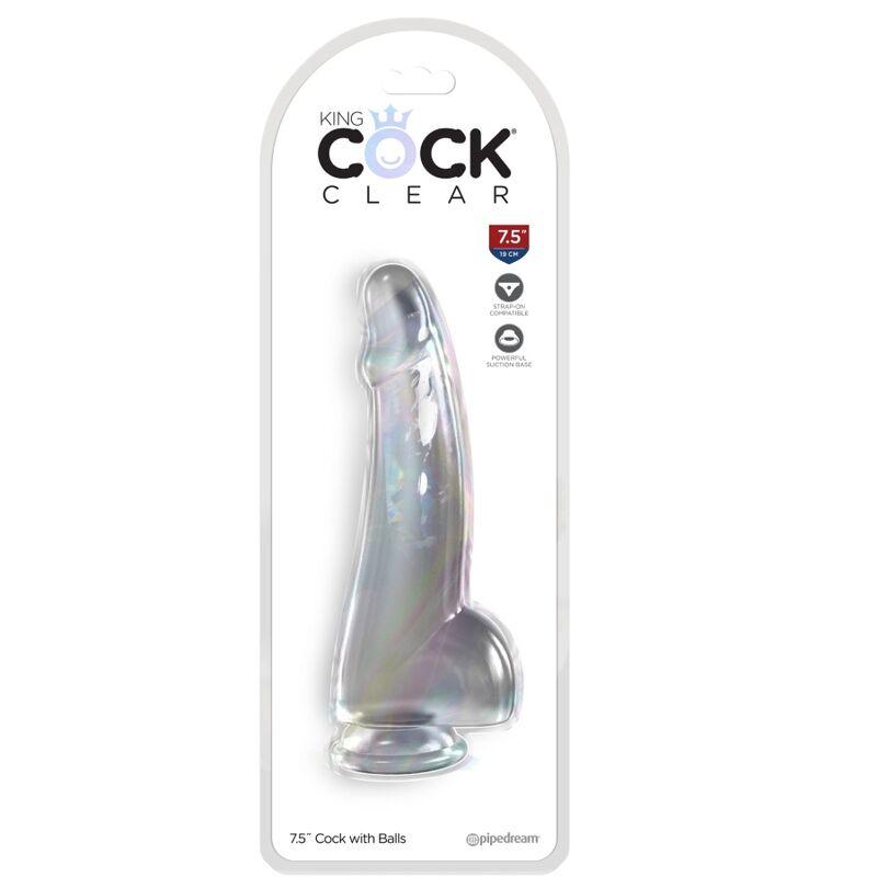 KING COCK - CLEAR DILDO CON TESTICULOS 15.2 CM TRANSPARENTE - Optelum