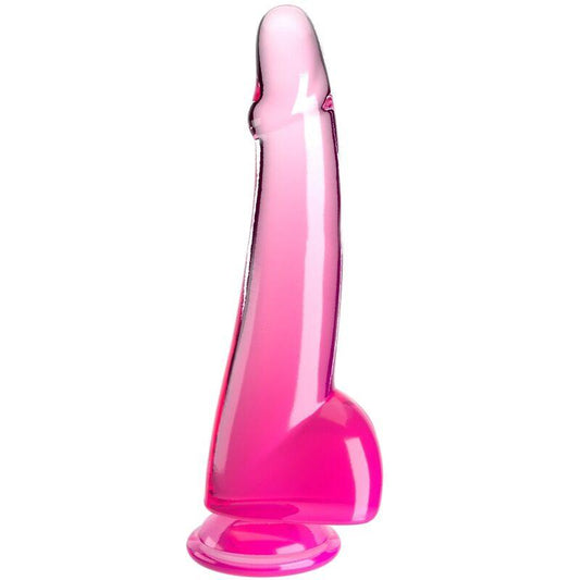 KING COCK - CLEAR DILDO CON TESTICULOS 19 CM ROSA - Optelum
