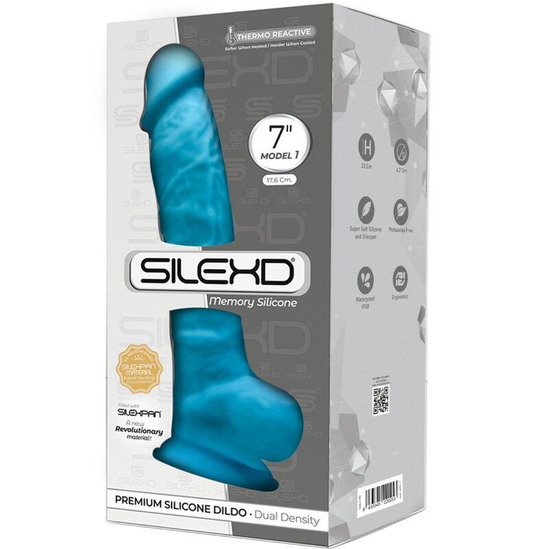 SILEXD - MODELO 1 PENE REALISTICO SILICONA PREMIUM SILEXPAN AZUL 17.5 CM - Optelum