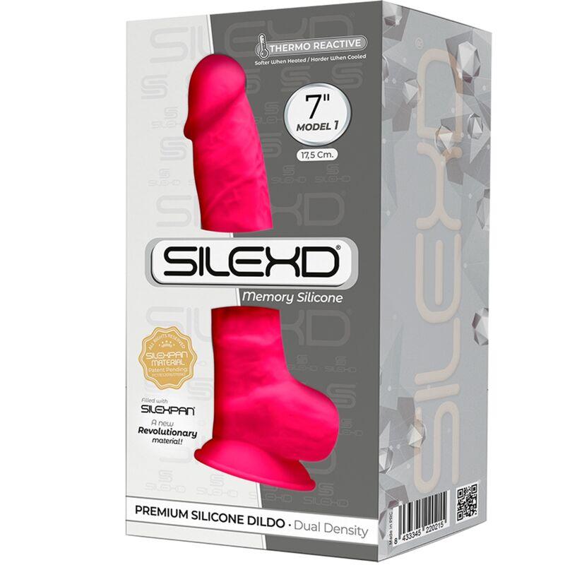 SILEXD - MODELO 1 PENE REALISTICO SILICONA PREMIUM SILEXPAN FUCSIA 17.5 CM - Optelum