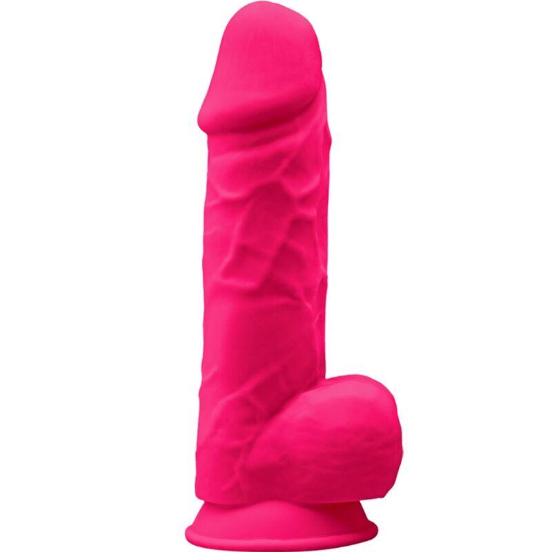 SILEXD - MODELO 1 PENE REALISTICO SILICONA PREMIUM SILEXPAN FUCSIA 21.5 CM - Optelum