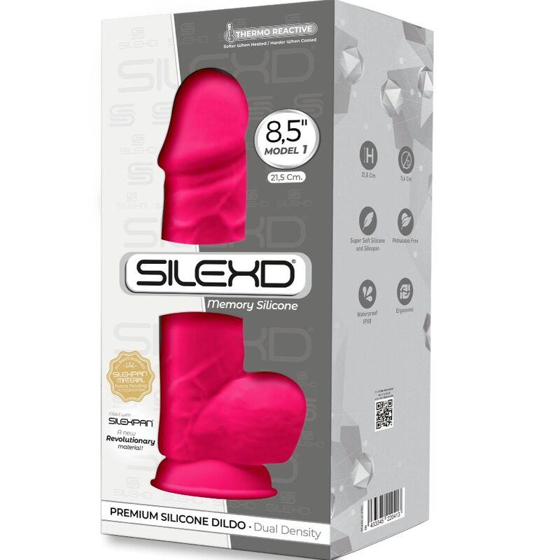 SILEXD - MODELO 1 PENE REALISTICO SILICONA PREMIUM SILEXPAN FUCSIA 21.5 CM - Optelum