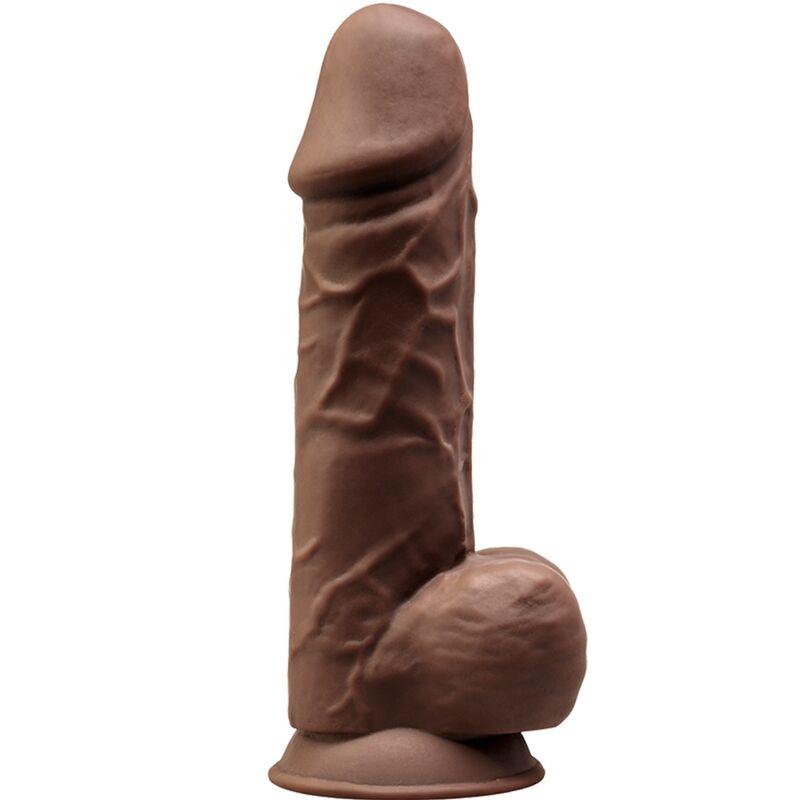 SILEXD - MODELO 1 PENE REALISTICO SILICONA PREMIUM SILEXPAN MARRON 21.5 CM - Optelum