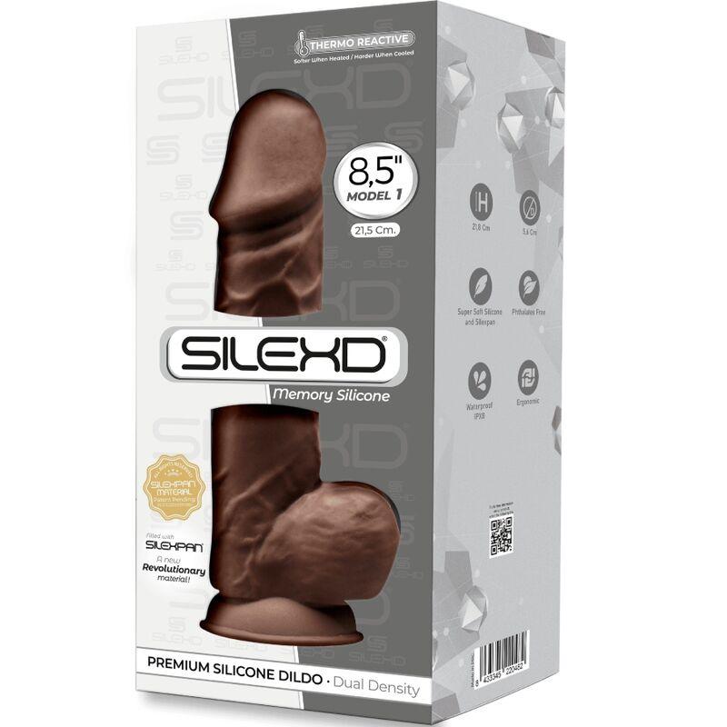 SILEXD - MODELO 1 PENE REALISTICO SILICONA PREMIUM SILEXPAN MARRON 21.5 CM - Optelum