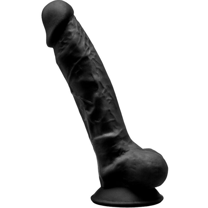 SILEXD - MODELO 1 PENE REALISTICO SILICONA PREMIUM SILEXPAN NEGRO 17.5 CM - Optelum
