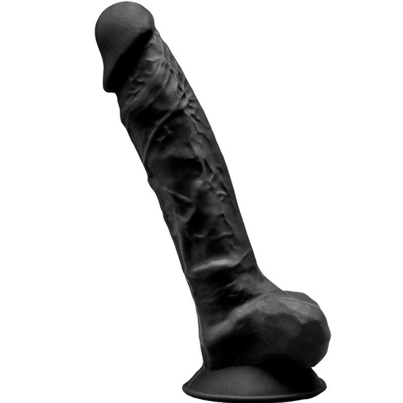 SILEXD - MODELO 1 PENE REALISTICO SILICONA PREMIUM SILEXPAN NEGRO 20 CM - Optelum