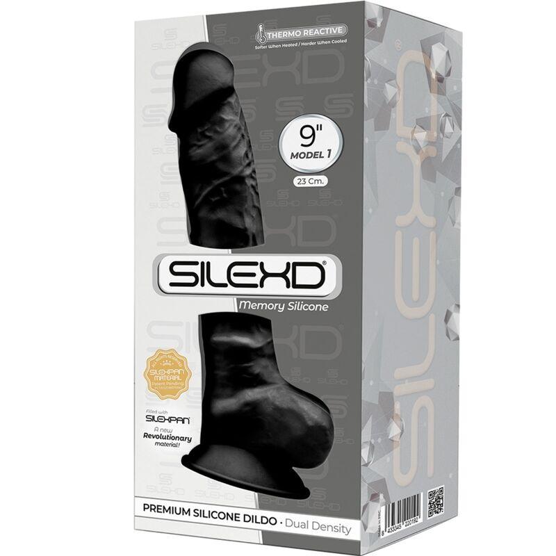 SILEXD - MODELO 1 PENE REALISTICO SILICONA PREMIUM SILEXPAN NEGRO 23 CM - Optelum