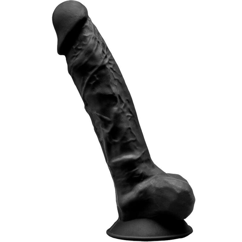 SILEXD - MODELO 1 PENE REALISTICO SILICONA PREMIUM SILEXPAN NEGRO 23 CM - Optelum