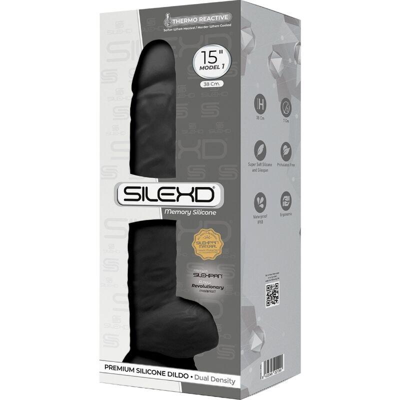 SILEXD - MODELO 1 PENE REALISTICO SILICONA PREMIUM SILEXPAN NEGRO 38 CM - Optelum