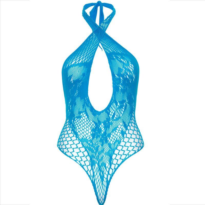 LEG AVENUE - TEDDY HALTER CON ENCAJE AZUL - Optelum