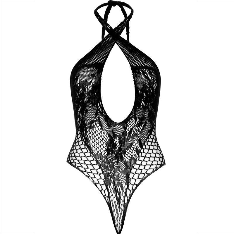 LEG AVENUE - TEDDY HALTER CON ENCAJE NEGRO - Optelum